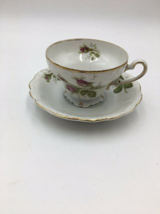 Fine China Japan Rose Pattern Tea Cup And Saucer