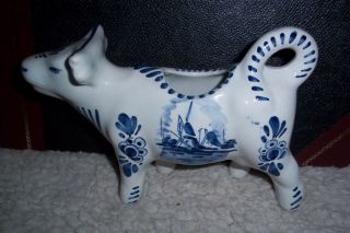 Vintage Delft Blue Holland Hand Painted Cow Creamer Nr