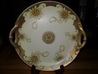 Antique J & C Germany 2 Handled Porcelain Serving Plate - Hand Painted Design