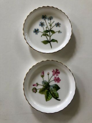 Set Of 2 Vintage Minton Meadow Coasters/trinket Dish Bone China Botanical