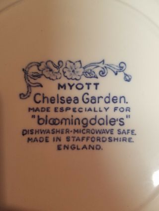 Vintage Myott Chelsea Garden Blue White Floral Staffordshire China Salad Plate 4