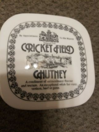 Old Cricket Field Chutney Container Porcelain Or Ceramic? W/lid Condiment Holder