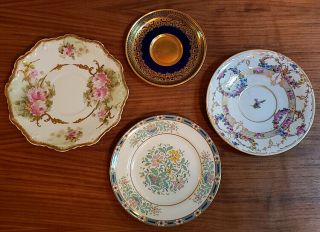 4 Saucers Vintage Porcelain – Cauldon,  Limoges,  Dresden & Lenox Cauldon,  England