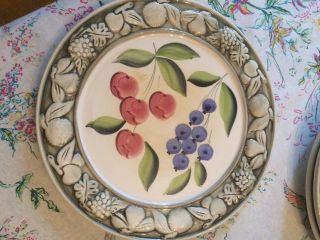 Pizzato Green 3d - Embossed Rim W/fruit Serving Cake Plate Made In Italy