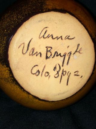 Vintage signed Anna Briggle Lava glaze 5 & 1/2 inch Vase Browns and Beiges 5