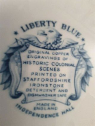 LIBERTY BLUE HISTORIC COLONIAL SCENES INDEPENDENCE HALL PLATE 10 