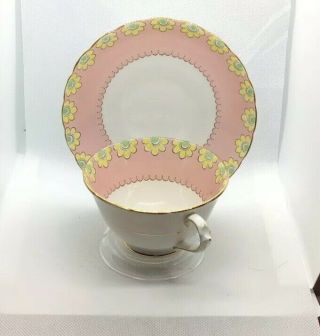 Vintage Plant Tuscan Pink And Yellow Floral China Teacup And Saucer