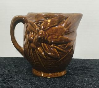 Vintage 1930s Mccoy Pottery Bird And Berries 5” Pitcher Brown