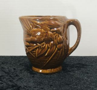 Vintage 1930s McCoy Pottery Bird and Berries 5” Pitcher Brown 2