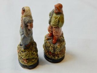 Vintage French Ceramic Figurines Fisherman and Wife 1944 WW2 Hand Painted 2