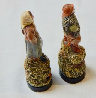Vintage French Ceramic Figurines Fisherman and Wife 1944 WW2 Hand Painted 4