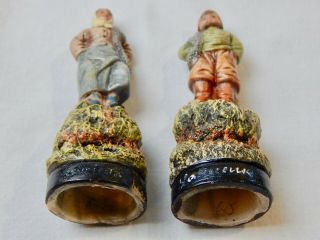 Vintage French Ceramic Figurines Fisherman and Wife 1944 WW2 Hand Painted 5