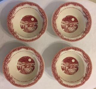 Set Of 4 Johnson Brothers Twas The Night Before Christmas 6” Cereal Bowls Euc