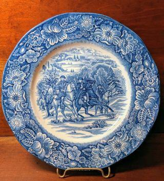 Vintage Staffordshire Liberty Blue George Washington At Valley Forge Plate 8.  5 "