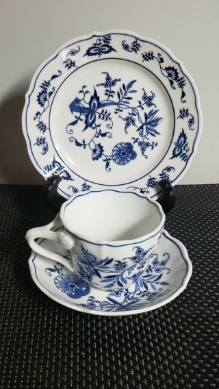 3 Blue Danube Blue Onion Plate,  Tea Cup,  Saucer,