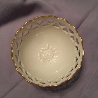 Lenox China Heart Small Bowl Hand Decorated W/ 24k Gold