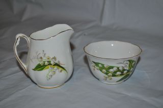 Colclough Bone China Made In England Lily Of The Valley Sugar And Creamer