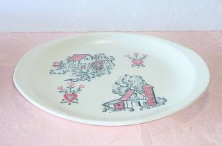 Vintage Marcrest MCR5 Red Barn Round Serving Platter Plate Farm Scenes Stetson 3