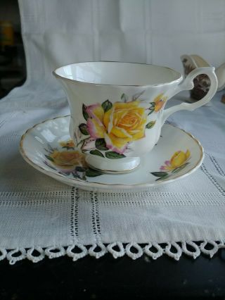Crown Dorset Tea Cup & Saucer Set Staffordshire Fine Bone China England Vintage
