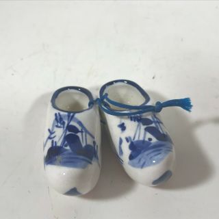 Vintage Hand Painted Ceramic Delft Blue Mini Dutch Shoes