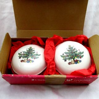 2 Nikko Christmas " Happy Holidays " 4 " Covered Bon Bon Candy Trinket Dishes W/box