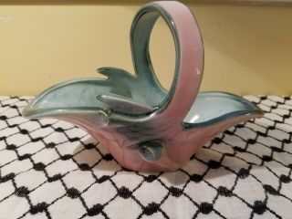 Vintage Hull Pottery 56 Pink & Green Basket W/handle