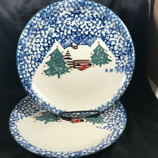 Tienshan Folk Craft Cabin In The Snow 10 - 1/2” Plates