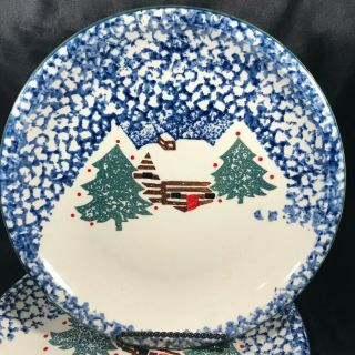 TIENSHAN Folk Craft Cabin in the Snow 10 - 1/2” Plates 2