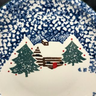 TIENSHAN Folk Craft Cabin in the Snow 10 - 1/2” Plates 3