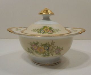 Vintage Meito China Montrose Pattern Japan Hand Painted Lidded Sugar Bowl