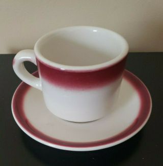 Vintage Buffalo China Coffee Cup & Saucer,  Restaurant Ware Airbrush Trim