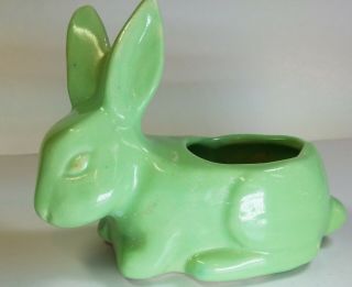 Vintage Niloak Pottery Green Glossy Rabbit Bunny Figural Planter 4 3/4 " L