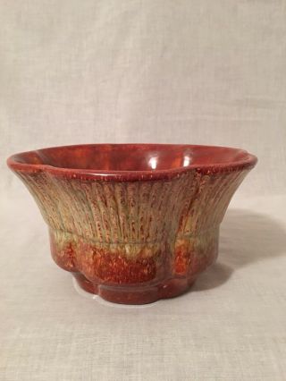 Vintage Royal Haeger Pottery Bowl Red Green Flow And Speck 156