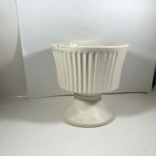 Vintage White Mccoy Floraline Pottery Pedestal Planter 477