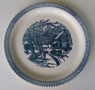 Royal China - Currier & Ives - Winter Scene Cake Plate / Serving Tray - 11 1/8 "