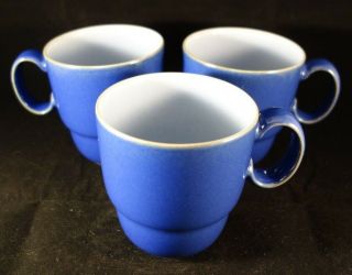 Set Of 3 Denby Langley Everyday Blueberry Coffee Tea Cups Mugs