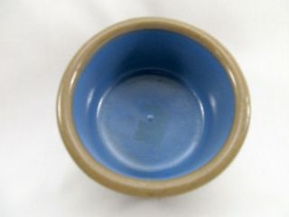 Stoneware Pottery Crock Small Bowl Blue And Tan - Unmarked