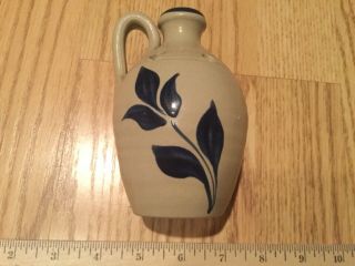 Small Williamsburg Pottery Cobalt Blue Salt Glaze Vase With Five Round Holes
