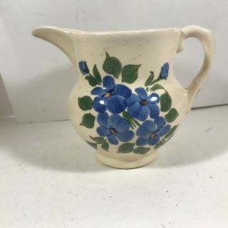Cash Family Hand Painted Blue Floral Creamer Pitcher
