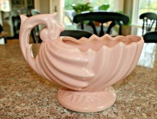 Vintage Mccoy Pottery 5.  25 " X 8 " Pink Shell Shaped Planting Dish
