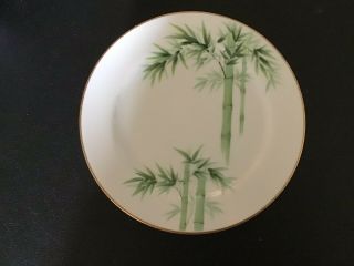 Vintage Noritake China 1538g Green Bamboo Salad Plate - Gold Trim - Rare -