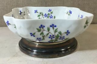 Limoges Blue Floral Bowl Silver P Footed Dish Square B&Co Bernardaud - NICOLE - 3
