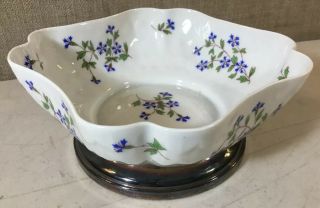 Limoges Blue Floral Bowl Silver P Footed Dish Square B&Co Bernardaud - NICOLE - 4