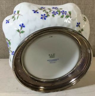 Limoges Blue Floral Bowl Silver P Footed Dish Square B&Co Bernardaud - NICOLE - 5