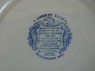 LIBERTY BLUE Staffordshire Dinner Plates Independence Hall (2) 4