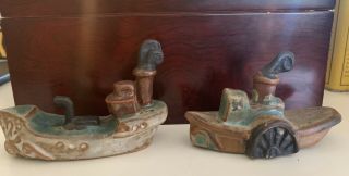 Two Vintage Tremar Uk Cornish Art Pottery Boats
