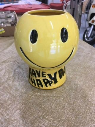 Mccoy Pottery Usa Have A Happy Day Smiley Face Cookie Jar No Lid