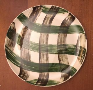 Vtg Stetson Scots Clan Green Brown Pattern Dinner Chop Plate 11.  5 " Mid Cent Mod