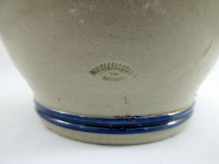 WILLIAMSBURG POTTERY Blue Leaf Handled Stoneware Crock - 5