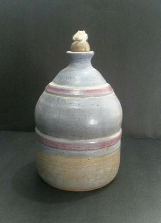 Vintage Studio Pottery Oil Lamp Signed And Dated 1993